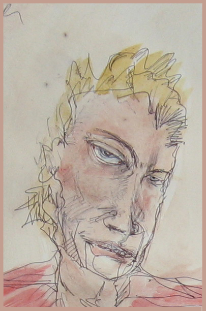 Pinkish Face; ink and paint; Oct 2008